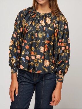ULLA JOHNSON marisol blouse in odessa- size 4 💯 % silk